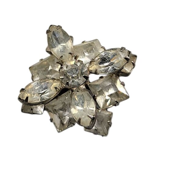 Layered Rhinestone Star Brooch Vintage Silver Tone Setting Unsigned Beauty - Picture 10 of 14